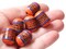 6 18mm Vintage Painted Peruvian Clay Beads - Orange and Purple Tube Beads